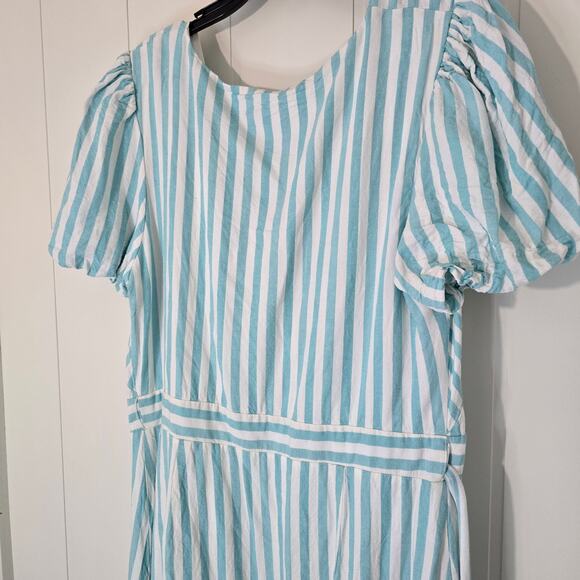 Draper James Wrap Dress Blue Green Ruffle Puff Sleeve Size XL - Picture 9 of 9